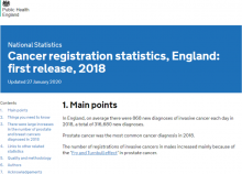 Cancer registration statistics, England: first release, 2018